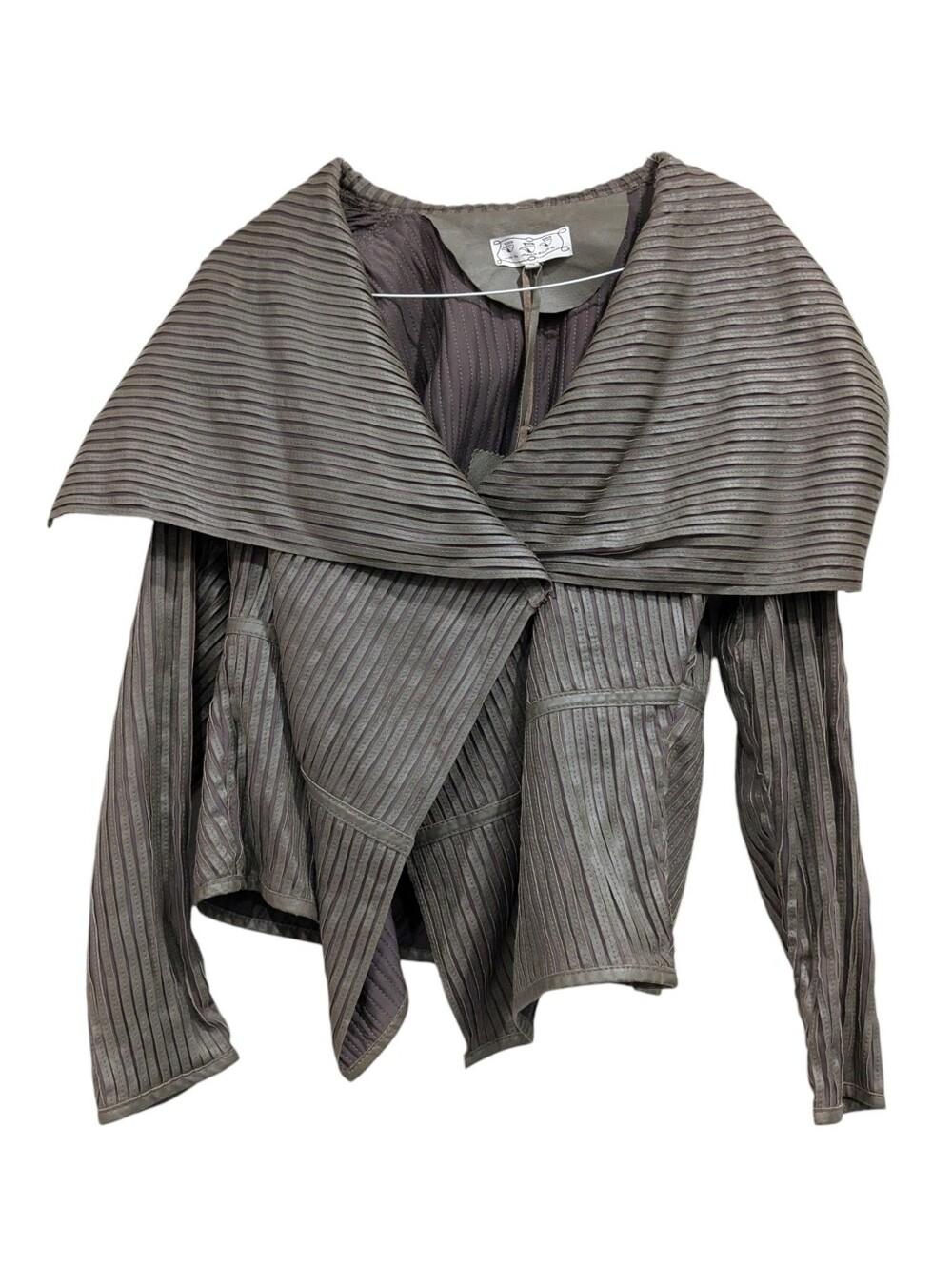 NWT 555 Los Angeles Women's Genuine Leather Jacket XL Brown Cowl Neck
